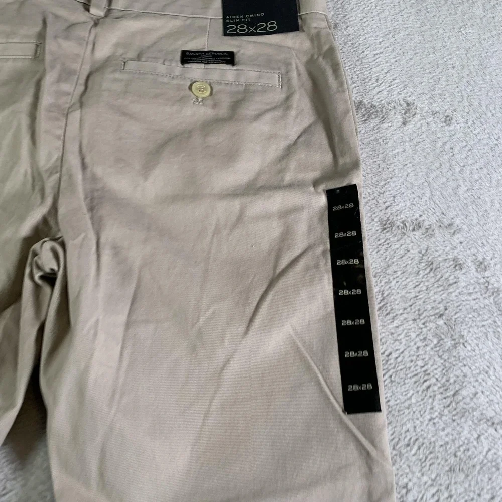 Banana Republic Pants Men 30x28(Tag 28x28) Beige Aiden Chino Slim Fit Cotton NEW